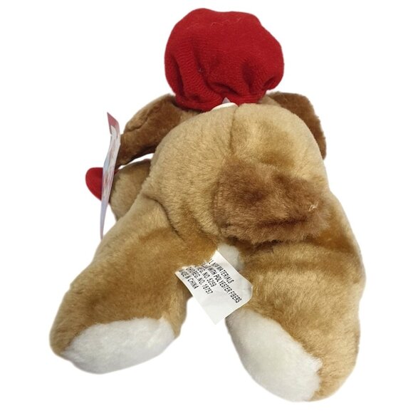 VTG Holiday HugEms Santa Basset Hound Dog 5.5" Plush Santa Hat & Stocking NWT - Picture 5 of 7